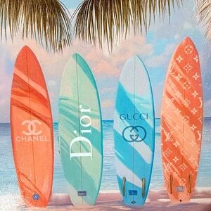 Designer Fashion Chanel, Dior, Gucci, LV Surfboard Wall Art